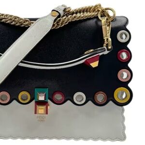 FENDI Kan I Leather Top Handle Bag